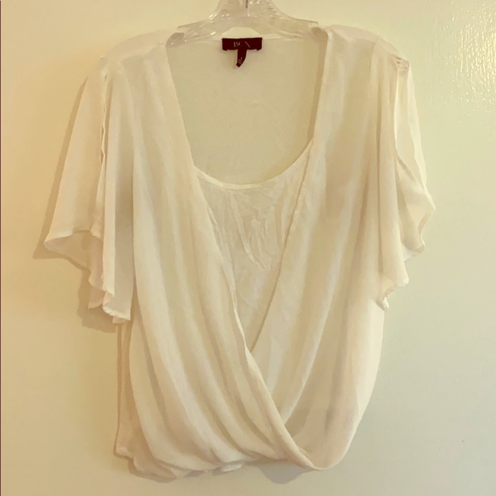 BCX White Split-Sleeve Blouse